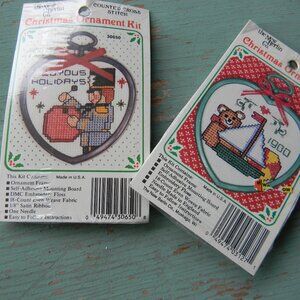 Lot of 2 New Berlin Co. Cross Stitch Christmas Ornament Kits Sealed NEW DRUMMER